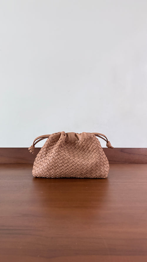 Beige Woven Upcycled Leather Bag