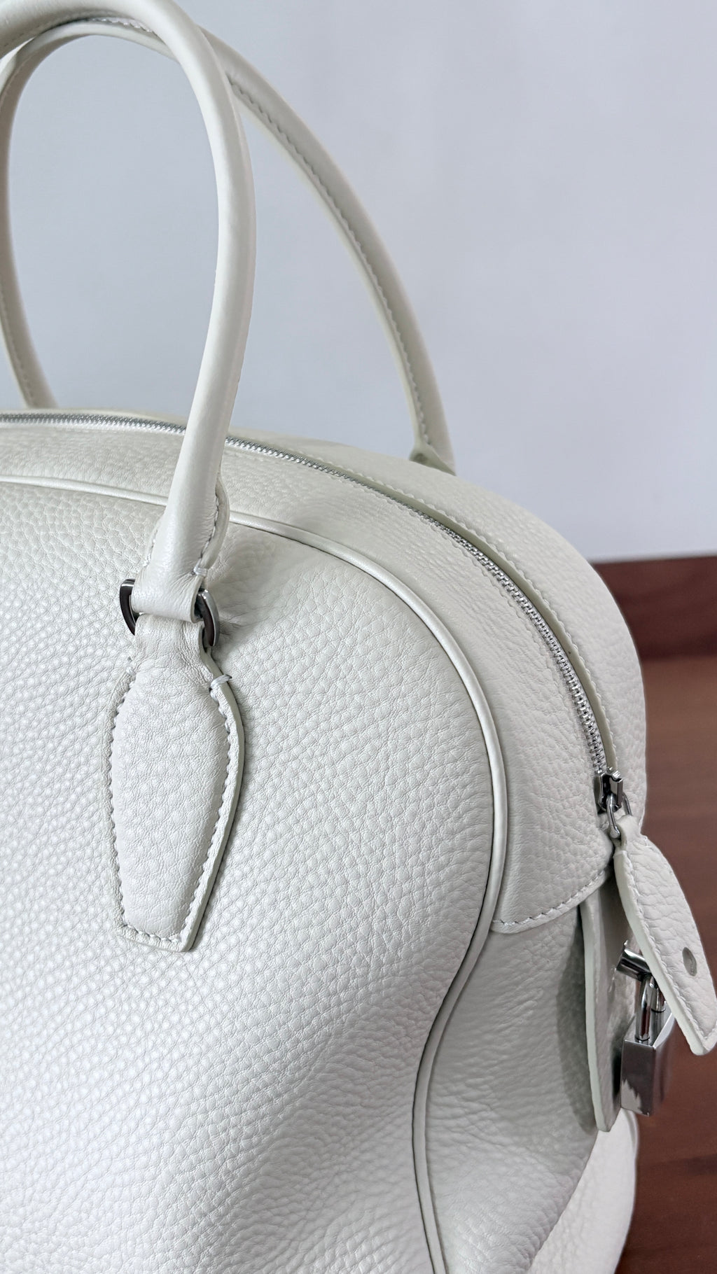 Off-White Leather Bowling Bag