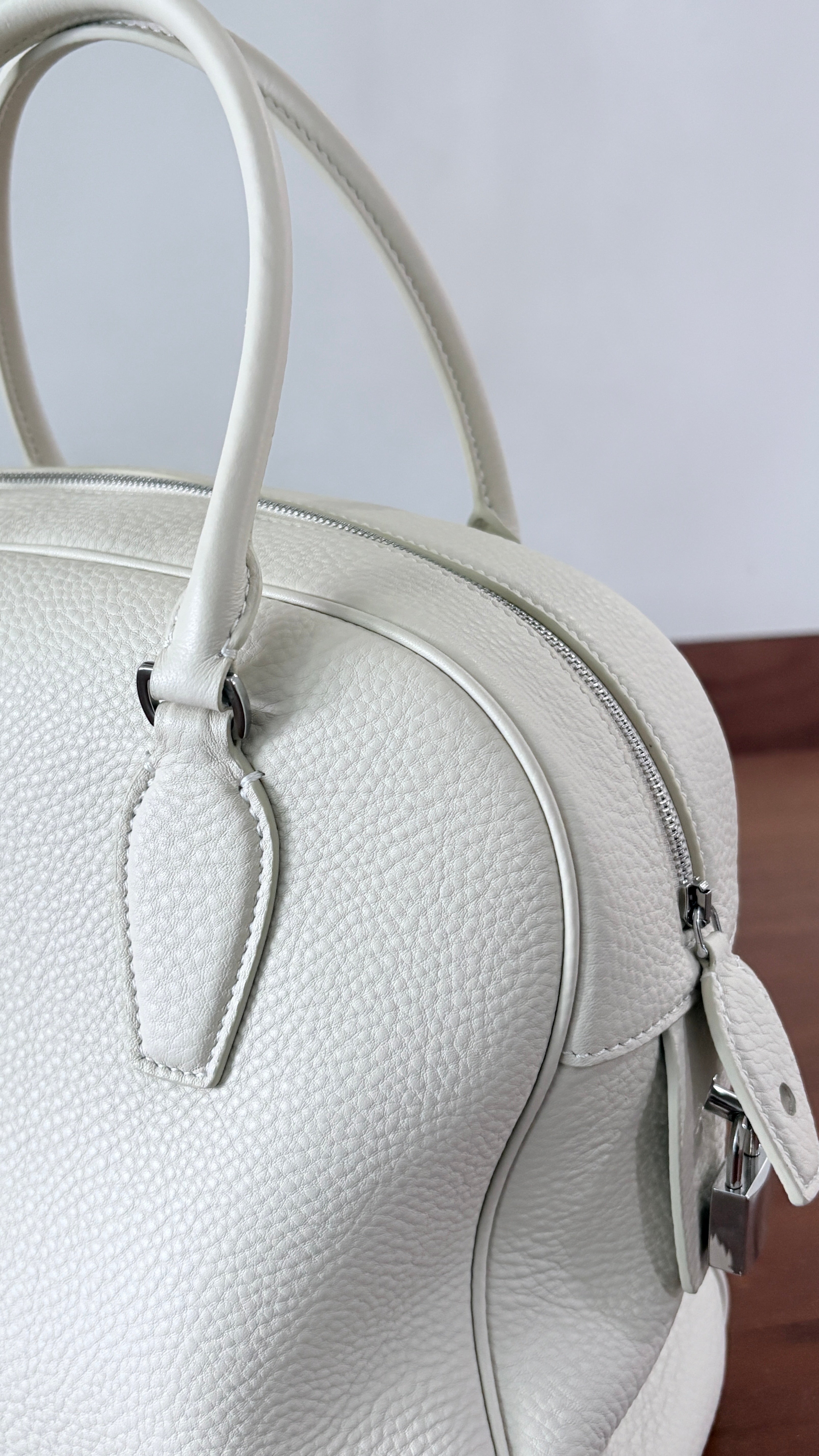 Off-White Leather Bowling Bag